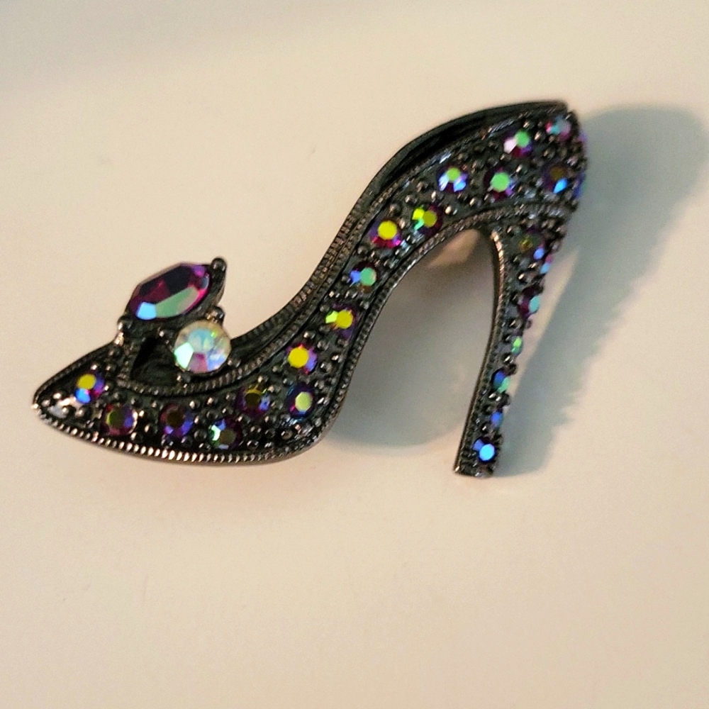 Lia Sophia Rainbow Aurora Borealis Rhinestone Shoe Brooch/Pin